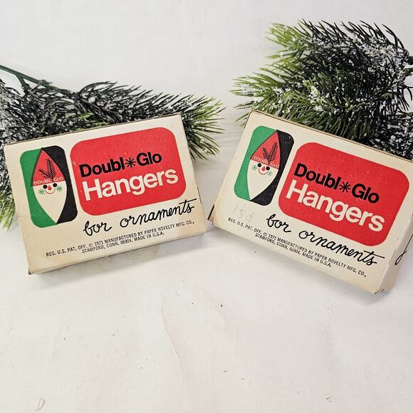 2 Vintage 1971 Doubl Glo Christmas Tree Ornament Hangers Hooks Original Boxes - Picture 1 of 9